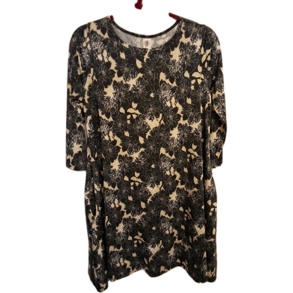 Honey and Lace Piphany New Women's Brea Dress Size M Black, Tan Floral Print